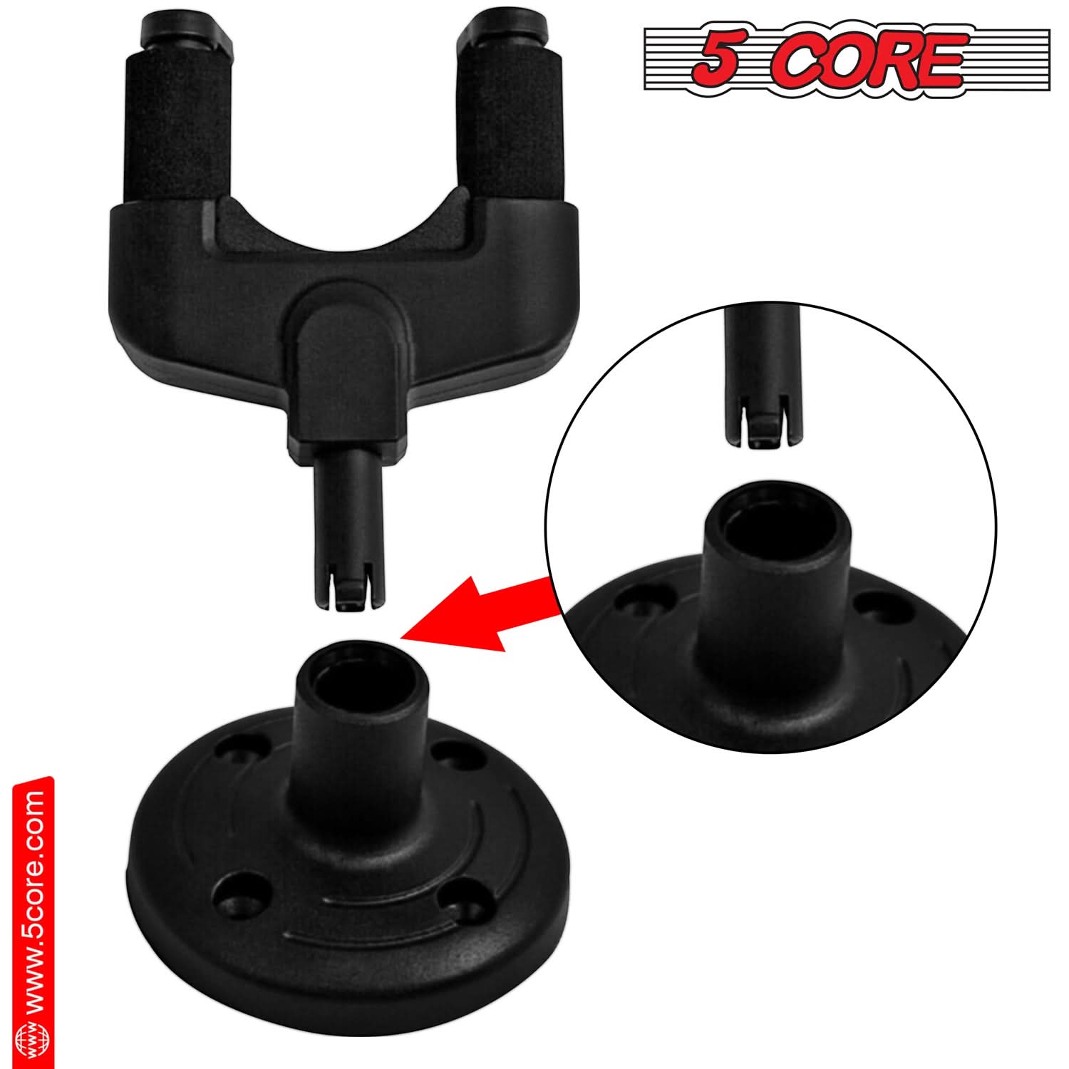 5Core Guitar Wall Mount Hanger 4Pcs Adjustable Display Wall Hook Holder Hard Wood Base