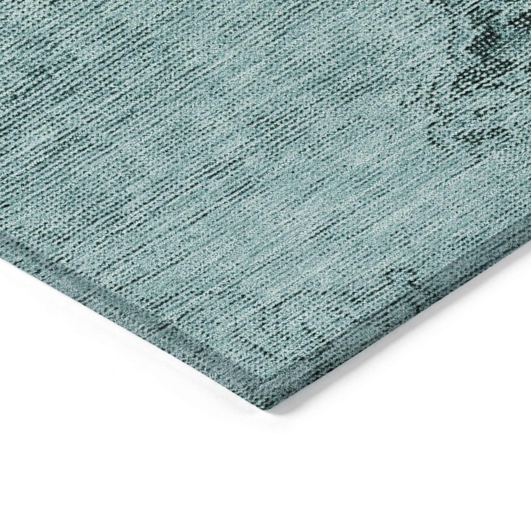 5' X 8' Teal Blue Turquoise And Charcoal Oriental Washable Indoor Outdoor Area Rug