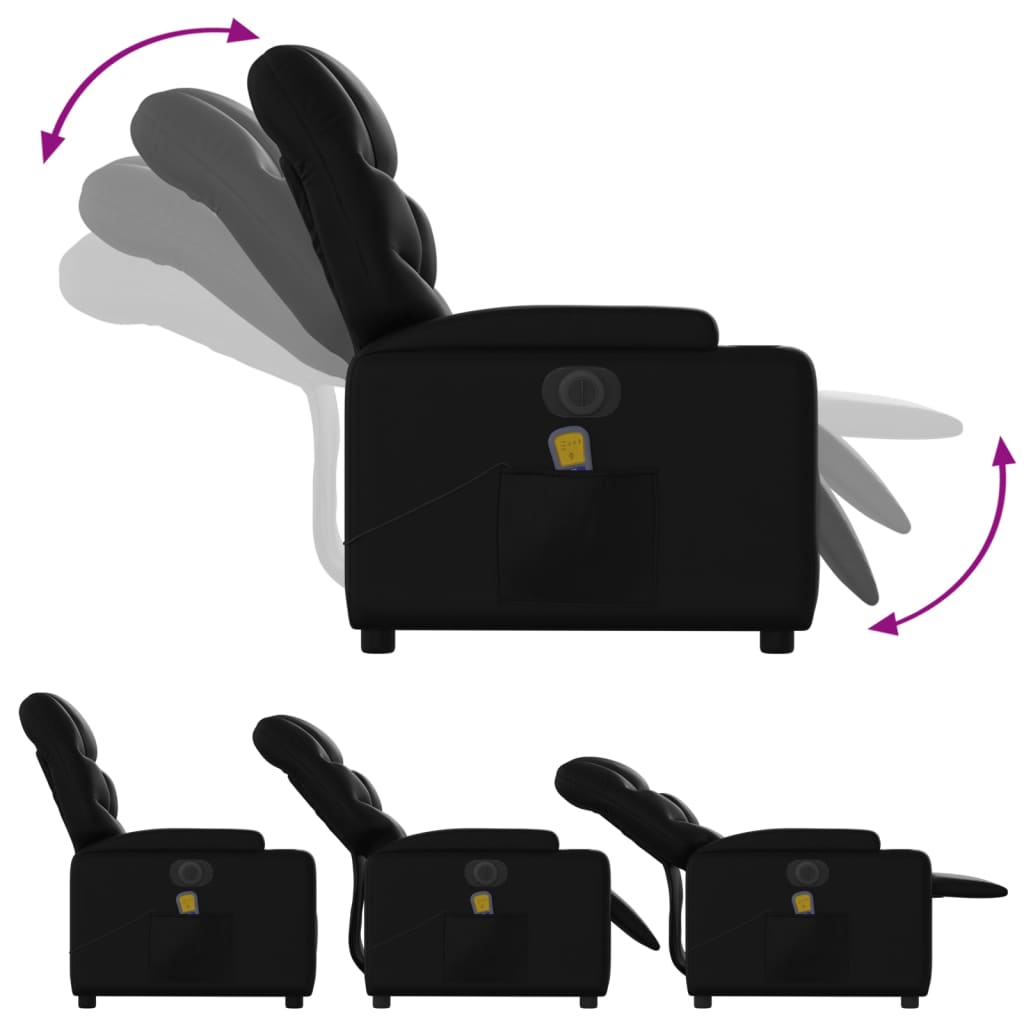 vidaXL Electric Stand up Massage Recliner Chair Black Faux Leather