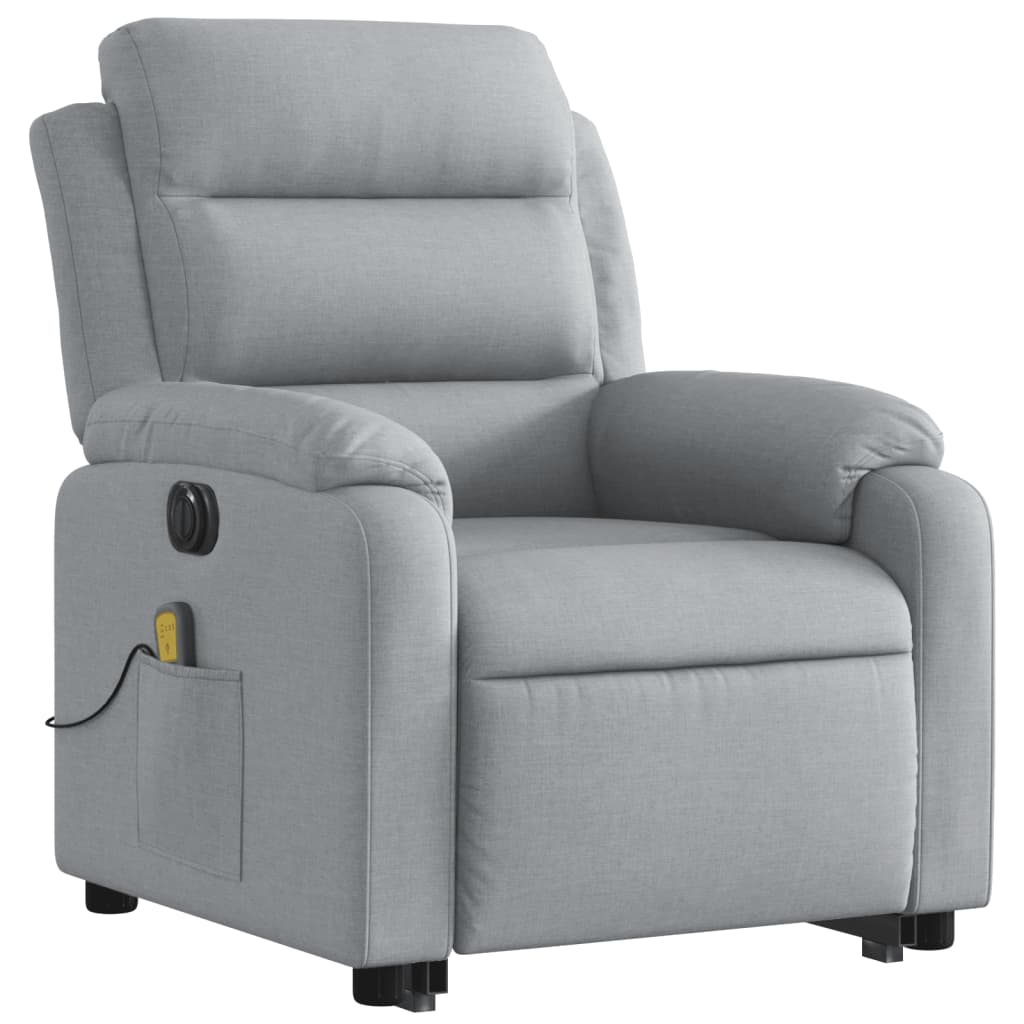 vidaXL Electric Stand up Massage Recliner Chair Light Gray Fabric