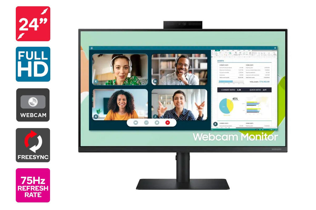 NNEKG Samsung 24 S4 Full HD IPS Freesync Monitor with Webcam (LS24A400VEEXXY)