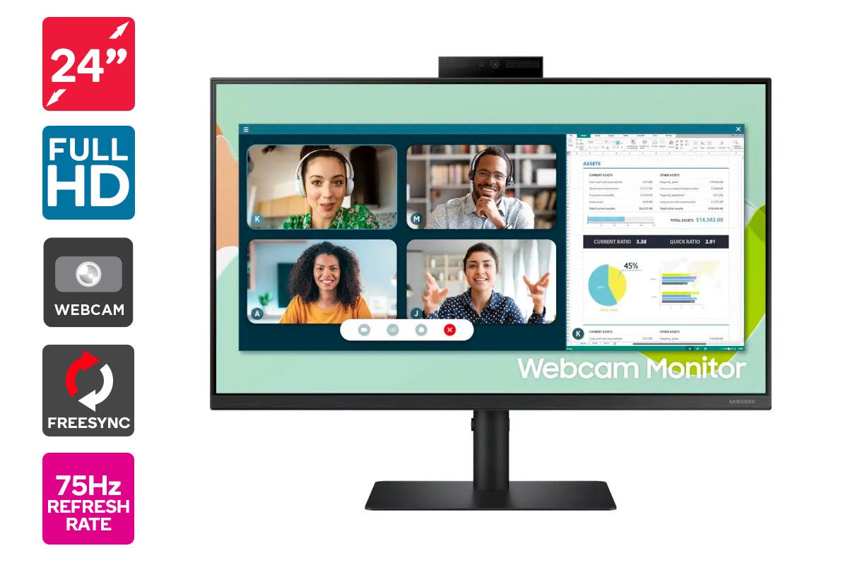 NNEKG Samsung 24 S4 Full HD IPS Freesync Monitor with Webcam (LS24A400VEEXXY)