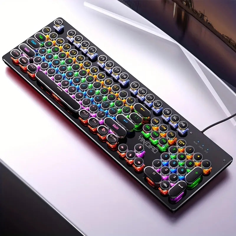 NNETM Caller Mechanical Keyboard - 104 Keys, Green Axis, Backlit, Wired USB, Black [Green Axis]