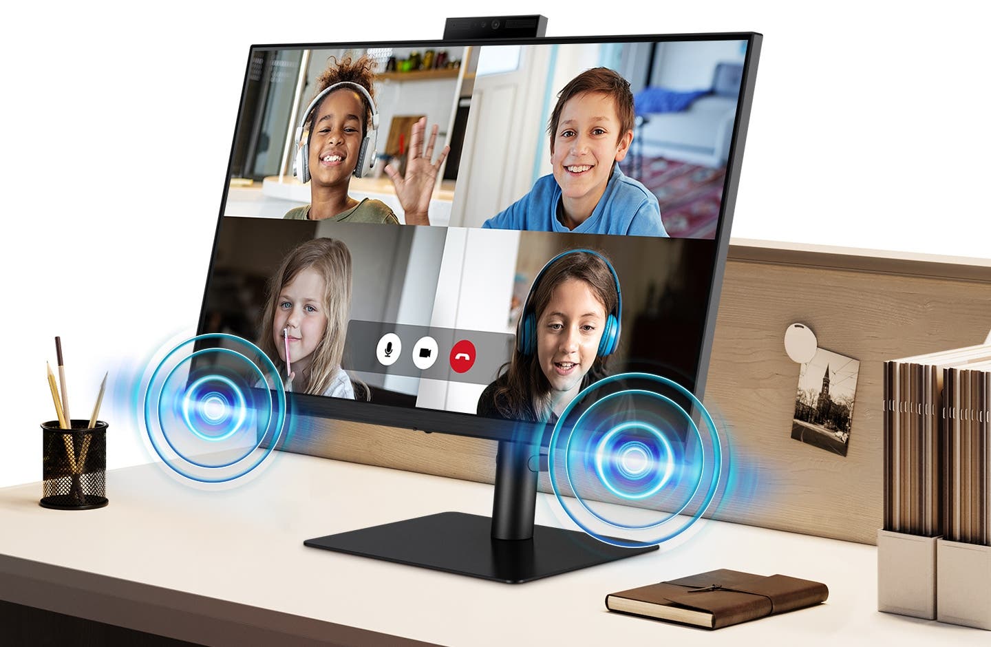 NNEKG Samsung 24 S4 Full HD IPS Freesync Monitor with Webcam (LS24A400VEEXXY)