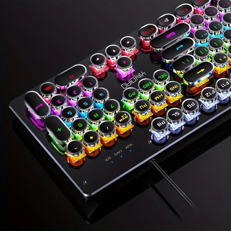 NNETM Caller Mechanical Keyboard - 104 Keys, Green Axis, Backlit, Wired USB, Black [Green Axis]